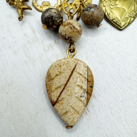 Vintage Victorian Revival Charm Safety Pin Heart Claddagh Cherub Jasper Stone - Picture 7 of 7